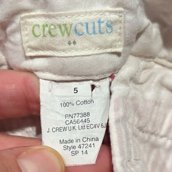 Crewcuts Girls Shorts Sz 5 J Crew Seersucker Red Stripes Embroidered Elephants - Picture 4 of 5